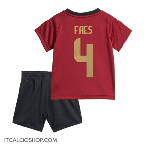 Belgio Wout Faes #4 Prima Maglia Bambino Europei 2024 Manica Corta (+ Pantaloni corti)